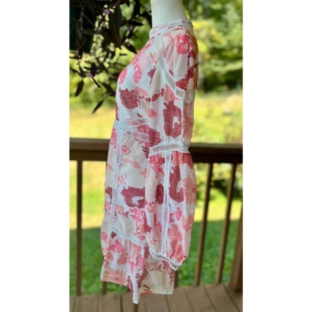 Beulah Style Floral Lace Trim Dress Pink Size M - Picture 3 of 8